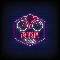 conception de club de vélo vecteur de texte de style enseignes au néon