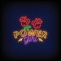 power girl design néon signes style texte vecteur
