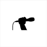 silhouette vecteur illustration de une main en portant une microphone