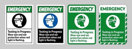 Test des signes d'urgence en cours, portez une protection oculaire et auditive lorsque le voyant rouge clignote vecteur