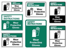 consignes de sécurité porter des gants de protection signe sur fond blanc vecteur