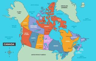 Canada pays carte avec ville des noms vecteur
