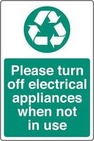 recyclage déchets la gestion poubelle poubelle étiquette autocollant enregistrer énergie signe S'il vous plaît tour de électrique appareils électroménagers lorsque ne pas dans utilisation vecteur