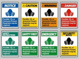 signe ppe possible présence de co2 ou d'ammoniac, un respirateur peut être nécessaire vecteur