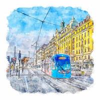 stockholm suède croquis aquarelle illustration dessinée à la main vecteur