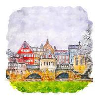 wurtemberg allemagne croquis aquarelle illustration dessinée à la main vecteur