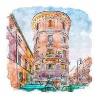 rome italie croquis aquarelle illustration dessinée à la main vecteur