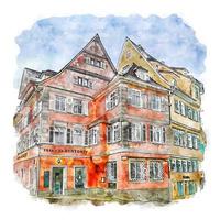 wurtemberg allemagne croquis aquarelle illustration dessinée à la main vecteur