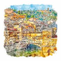 firenze toscane Italie aquarelle esquisser main tiré illustration vecteur