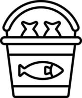 poisson seau icône style vecteur