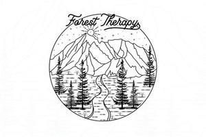 forêt thérapie ligne art t chemise conception vecteur