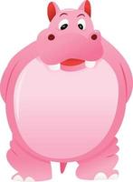 dessin animé, hippopotame rose, debout vecteur