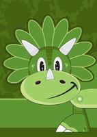 dessin animé vert crétacé période tricératops dinosaure personnage vecteur