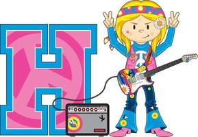 h est pour hippie alphabet apprentissage illustration vecteur