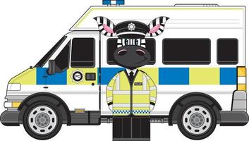 dessin animé classique Britanique zèbre policier et police van vecteur
