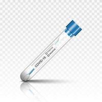 Échantillon de coton-tige infecté par coronavirus covid 19 dans un tube à essai, illustration vectorielle vecteur