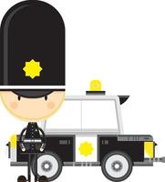 mignonne dessin animé Britanique policier et police voiture vecteur