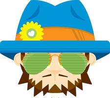 dessin animé années soixante hippie personnage dans des lunettes de soleil vecteur