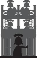 dessin animé romain soldats à la tour fort silhouette - histoire illustration vecteur