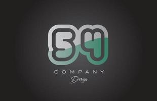 54 vert gris nombre logo icône conception. Créatif modèle pour entreprise et affaires vecteur