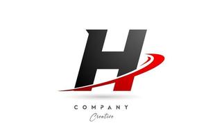 noir gris h alphabet lettre logo icône conception avec rouge virgule. Créatif modèle pour entreprise et affaires vecteur