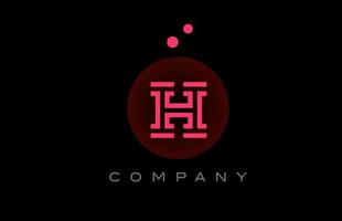 noir rose h alphabet lettre logo icône avec points et cercle. modèle conception pour entreprise et affaires vecteur