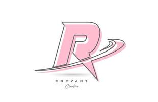 r rose gris ligne alphabet lettre logo icône conception avec virgule. Créatif modèle pour affaires et entreprise vecteur