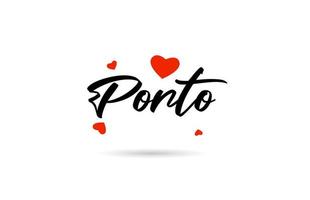 porto manuscrit ville typographie texte avec l'amour cœur vecteur