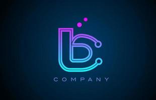 b alphabet lettre logo icône conception avec rose bleu Couleur et points. Créatif modèle pour affaires et entreprise vecteur