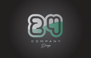 24 vert gris nombre logo icône conception. Créatif modèle pour entreprise et affaires vecteur