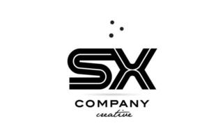 sx noir et blanc combinaison alphabet audacieux lettre logo avec points. rejoint modèle conception pour affaires et entreprise vecteur