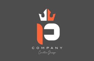 Orange gris blanc p alphabet lettre logo icône conception. Créatif Roi couronne modèle pour entreprise et affaires vecteur