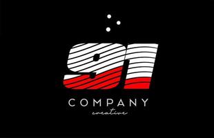 91 nombre logo avec rouge blanc lignes et points. entreprise Créatif modèle conception pour affaires et entreprise vecteur