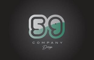 59 vert gris nombre logo icône conception. Créatif modèle pour entreprise et affaires vecteur