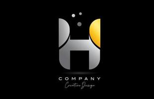 h Jaune d'or alphabet lettre logo icône conception avec gris couleur. Créatif modèle pour entreprise et affaires vecteur