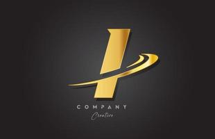 je d'or alphabet lettre logo icône conception. modèle pour affaires et entreprise avec swoosh vecteur