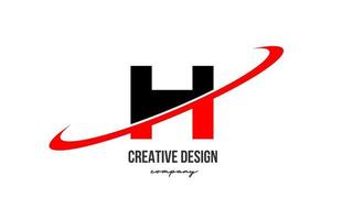 rouge noir h alphabet lettre logo avec gros virgule. entreprise Créatif modèle conception pour affaires et entreprise vecteur
