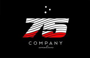 75 nombre logo avec rouge blanc lignes et points. entreprise Créatif modèle conception pour affaires et entreprise vecteur