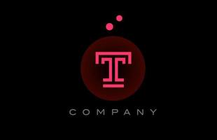 noir rose t alphabet lettre logo icône avec points et cercle. modèle conception pour entreprise et affaires vecteur