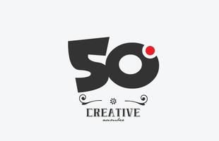 gris 50 nombre logo icône conception avec rouge point. Créatif modèle pour entreprise et affaires vecteur