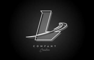 noir et blanc l ligne alphabet lettre logo icône conception avec swoosh et ombre. Créatif modèle pour affaires et entreprise vecteur