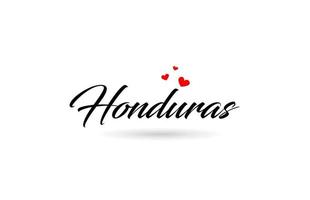 Honduras Nom pays mot avec Trois rouge l'amour cœur. Créatif typographie logo icône conception vecteur