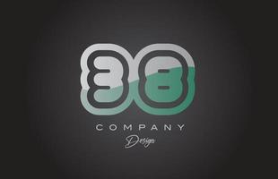 38 vert gris nombre logo icône conception. Créatif modèle pour entreprise et affaires vecteur