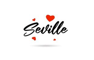 séville manuscrit ville typographie texte avec l'amour cœur vecteur