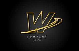 or w alphabet lettre logo icône conception avec d'or virgule. Créatif modèle pour entreprise et affaires vecteur