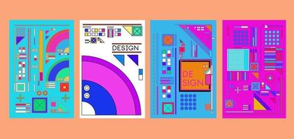 affiche de collage de texte et abstrait géométrique coloré de vecteur