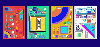affiche de collage de texte et abstrait géométrique coloré de vecteur