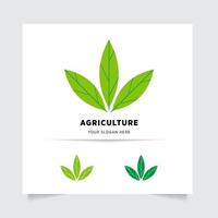 plat emblème logo conception pour agriculture avec le concept de vert feuilles vecteur. vert la nature logo utilisé pour agricole systèmes, Les agriculteurs, et plantation des produits. logo modèle. vecteur