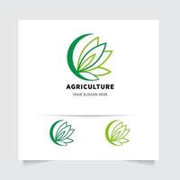 plat emblème logo conception pour agriculture avec le concept de vert feuilles vecteur. vert la nature logo utilisé pour agricole systèmes, Les agriculteurs, et plantation des produits. logo modèle. vecteur