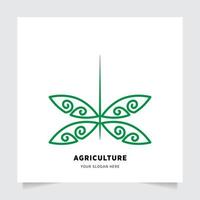 plat emblème logo conception pour agriculture avec le concept de vert feuilles vecteur. vert la nature logo utilisé pour agricole systèmes, Les agriculteurs, et plantation des produits. logo modèle. vecteur